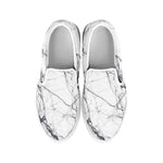 White Gray Scratch Marble Print White Slip On Sneakers