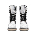 White Gray Scratch Marble Print Winter Boots