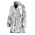 White Gray Scratch Marble Print Women's Bathrobe