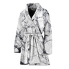 White Gray Scratch Marble Print Women's Bathrobe