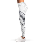 White Gray Scratch Marble Print Women's Leggings