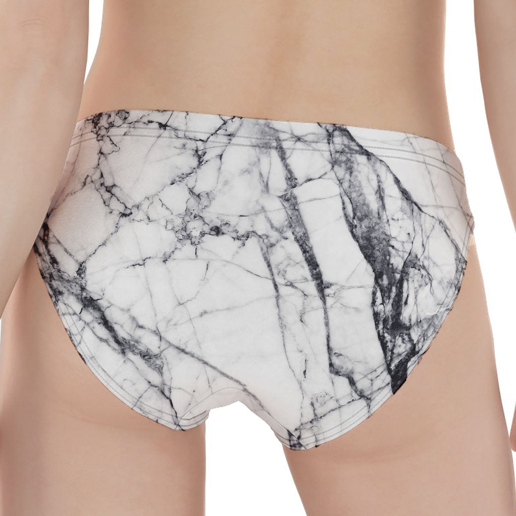 White Gray Scratch Marble Print Women's Panties