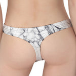 White Gray Scratch Marble Print Women's Thong
