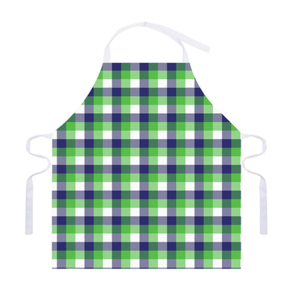 White Green And Blue Buffalo Plaid Print Adjustable Apron