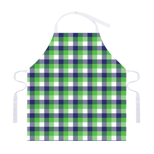 White Green And Blue Buffalo Plaid Print Adjustable Apron
