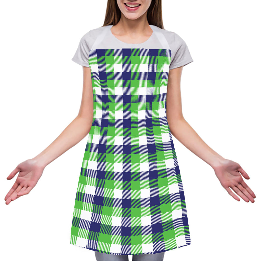 White Green And Blue Buffalo Plaid Print Adjustable Apron