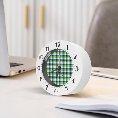 White Green And Blue Buffalo Plaid Print Alarm Clock