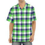 White Green And Blue Buffalo Plaid Print Aloha Shirt