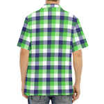 White Green And Blue Buffalo Plaid Print Aloha Shirt