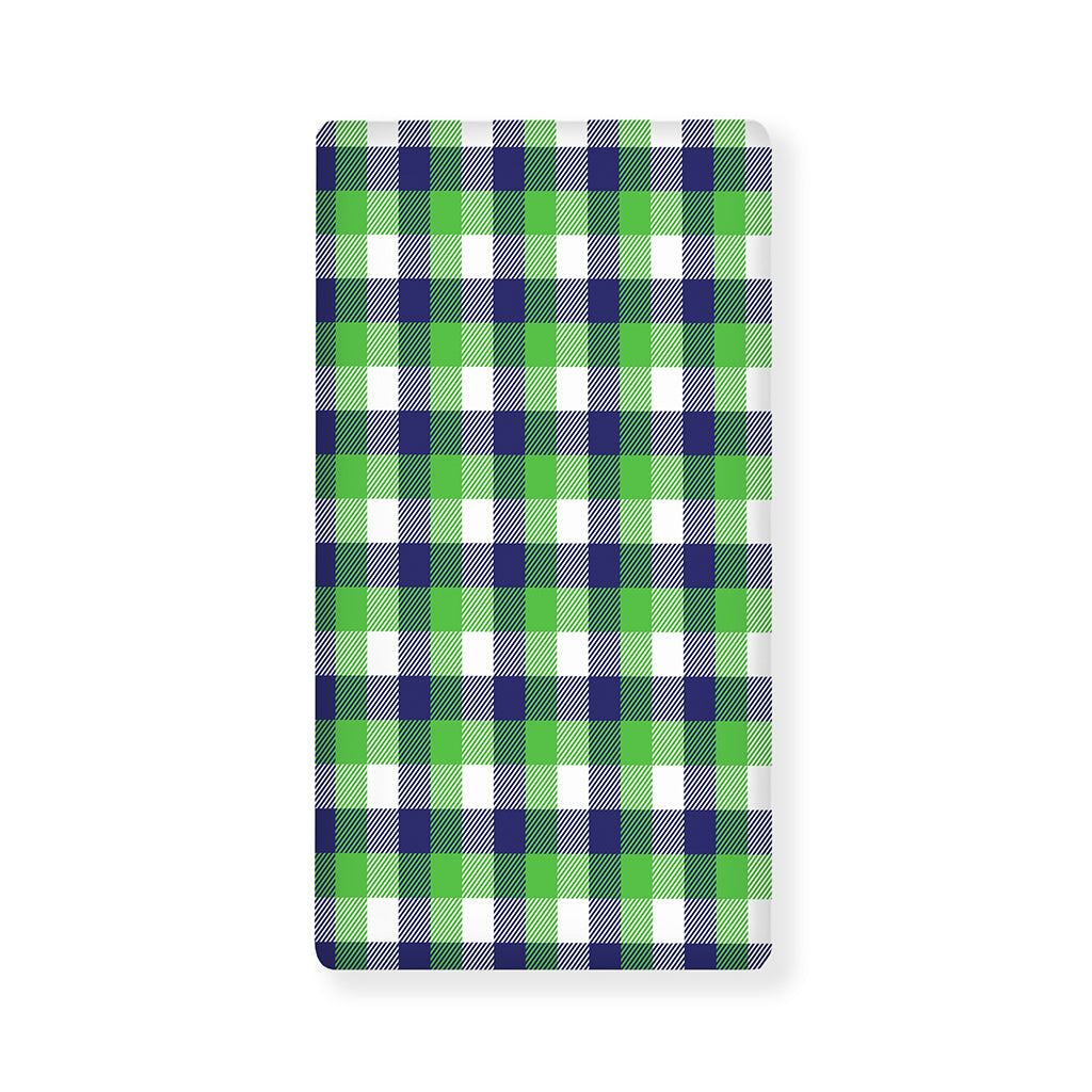 White Green And Blue Buffalo Plaid Print Baby Crib Sheet