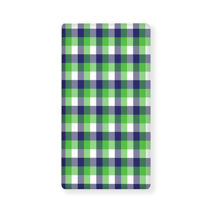 White Green And Blue Buffalo Plaid Print Baby Crib Sheet