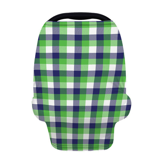 White Green And Blue Buffalo Plaid Print Baby Seat Cover