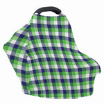 White Green And Blue Buffalo Plaid Print Baby Seat Cover