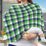 White Green And Blue Buffalo Plaid Print Baby Seat Cover