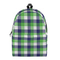 White Green And Blue Buffalo Plaid Print School Backpack