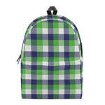 White Green And Blue Buffalo Plaid Print Backpack