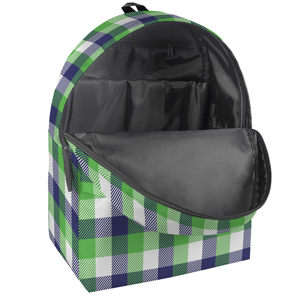 White Green And Blue Buffalo Plaid Print Backpack