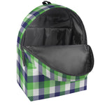 White Green And Blue Buffalo Plaid Print Backpack