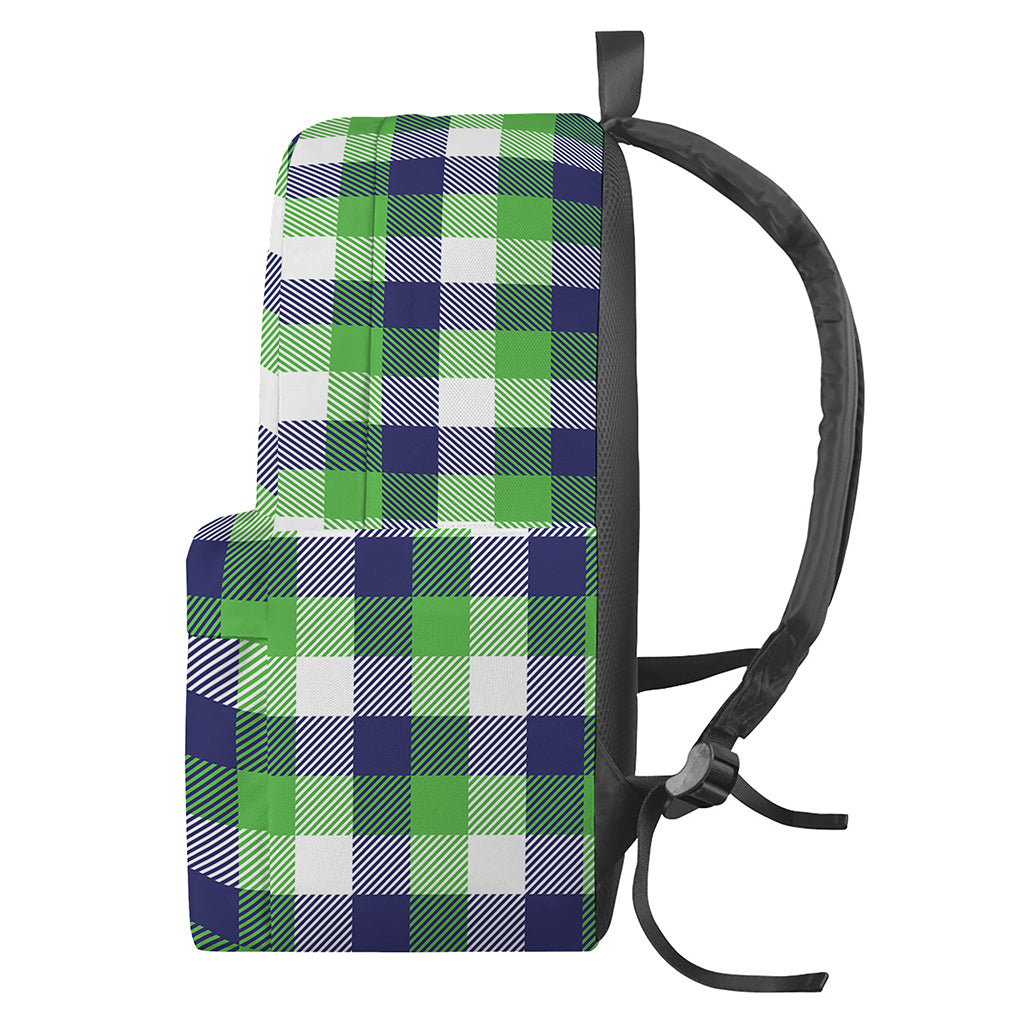 White Green And Blue Buffalo Plaid Print Backpack