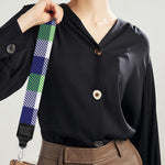 White Green And Blue Buffalo Plaid Print Bag Strap