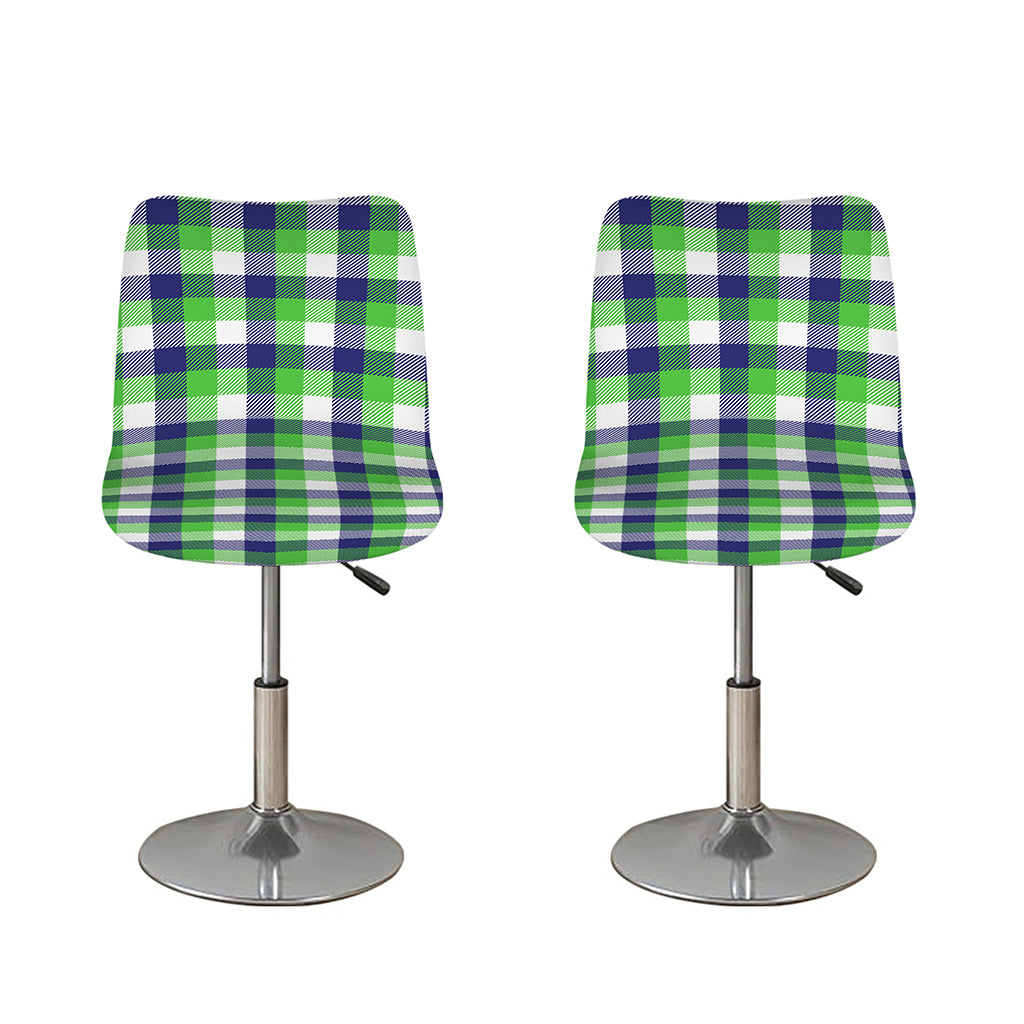 White Green And Blue Buffalo Plaid Print Bar Stool Covers