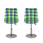 White Green And Blue Buffalo Plaid Print Bar Stool Covers