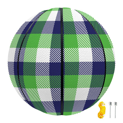 White Green And Blue Buffalo Plaid Print Basketball