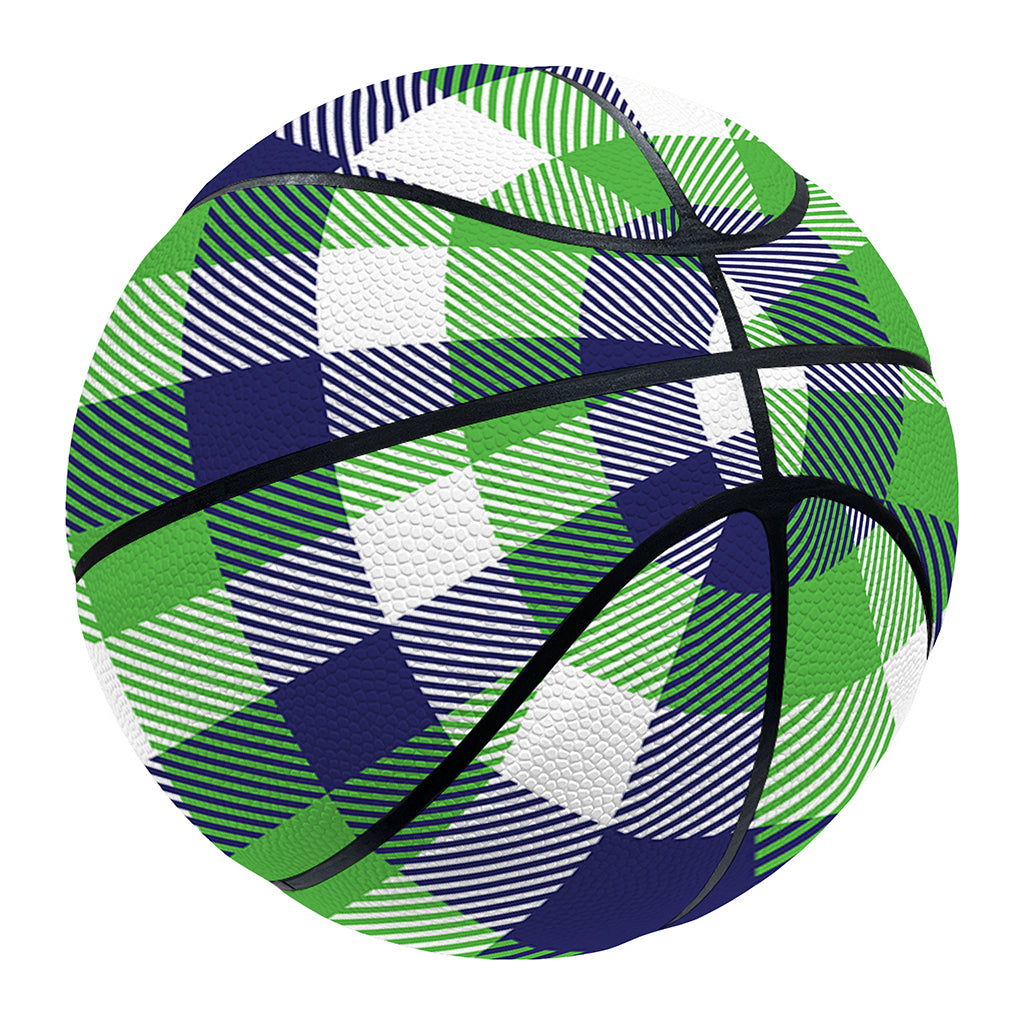 White Green And Blue Buffalo Plaid Print Basketball