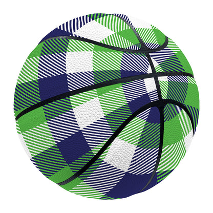 White Green And Blue Buffalo Plaid Print Basketball