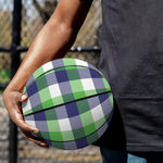 White Green And Blue Buffalo Plaid Print Basketball