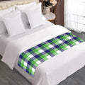 White Green And Blue Buffalo Plaid Print Bed Runner