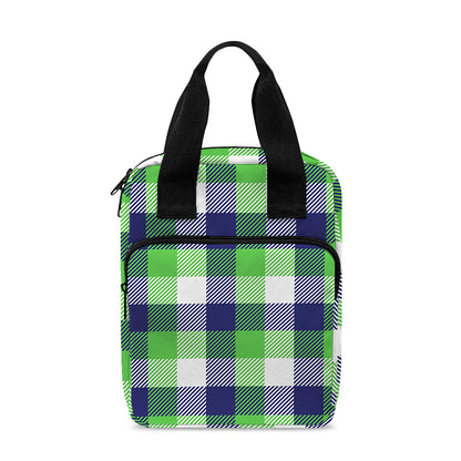 White Green And Blue Buffalo Plaid Print Bible Tote Bag