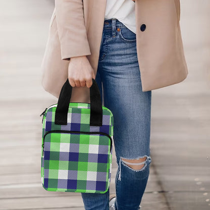 White Green And Blue Buffalo Plaid Print Bible Tote Bag