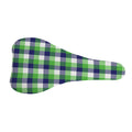 White Green And Blue Buffalo Plaid Print Bicycle Seat Cover