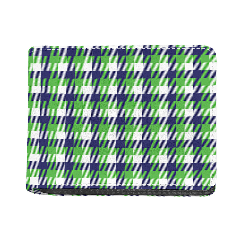 White Green And Blue Buffalo Plaid Print Bifold Wallet