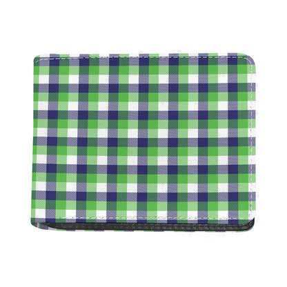 White Green And Blue Buffalo Plaid Print Bifold Wallet