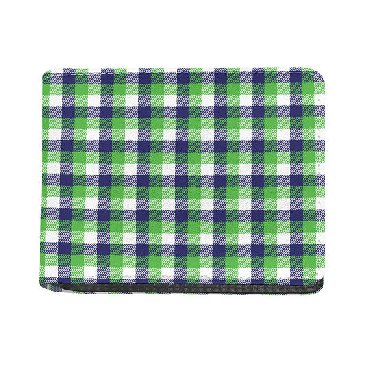 White Green And Blue Buffalo Plaid Print Bifold Wallet