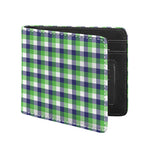 White Green And Blue Buffalo Plaid Print Bifold Wallet