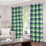 White Green And Blue Buffalo Plaid Print Blackout Grommet Curtains