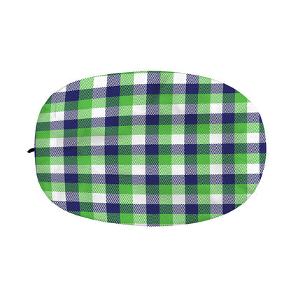 White Green And Blue Buffalo Plaid Print Car Side Mirror Covers