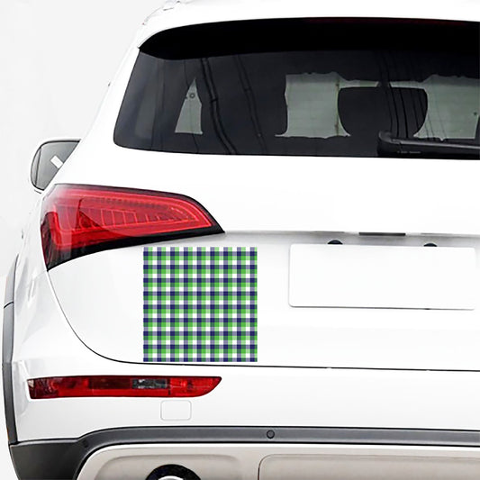 White Green And Blue Buffalo Plaid Print Car Sticker