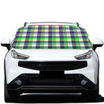 White Green And Blue Buffalo Plaid Print Car Windshield Snow Cover