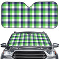 White Green And Blue Buffalo Plaid Print Car Windshield Sun Shade