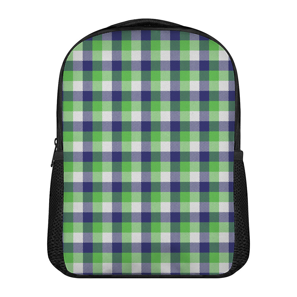 White Green And Blue Buffalo Plaid Print Casual Backpack