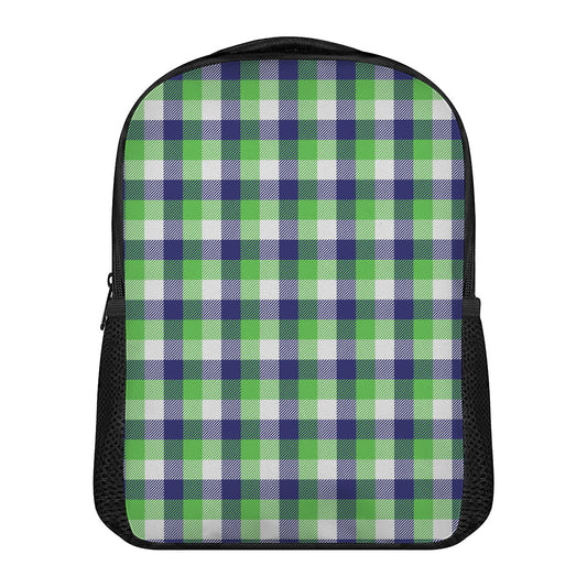 White Green And Blue Buffalo Plaid Print Casual Backpack