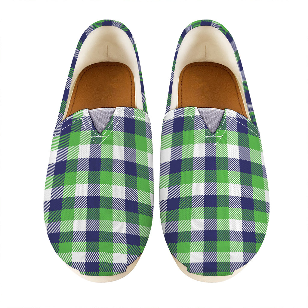 White Green And Blue Buffalo Plaid Print Casual Shoes