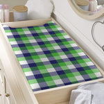 White Green And Blue Buffalo Plaid Print Changing Pad Cover