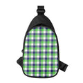 White Green And Blue Buffalo Plaid Print Sling Bag