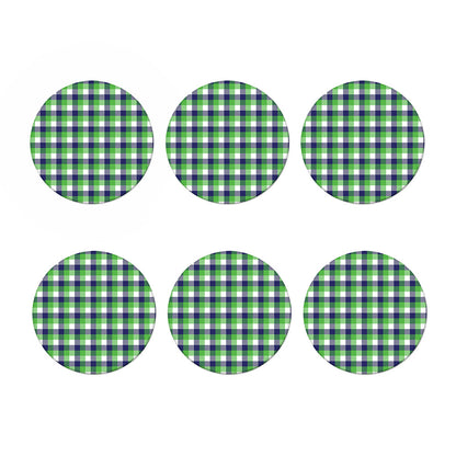 White Green And Blue Buffalo Plaid Print Coaster Set