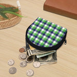 White Green And Blue Buffalo Plaid Print Coin Purse